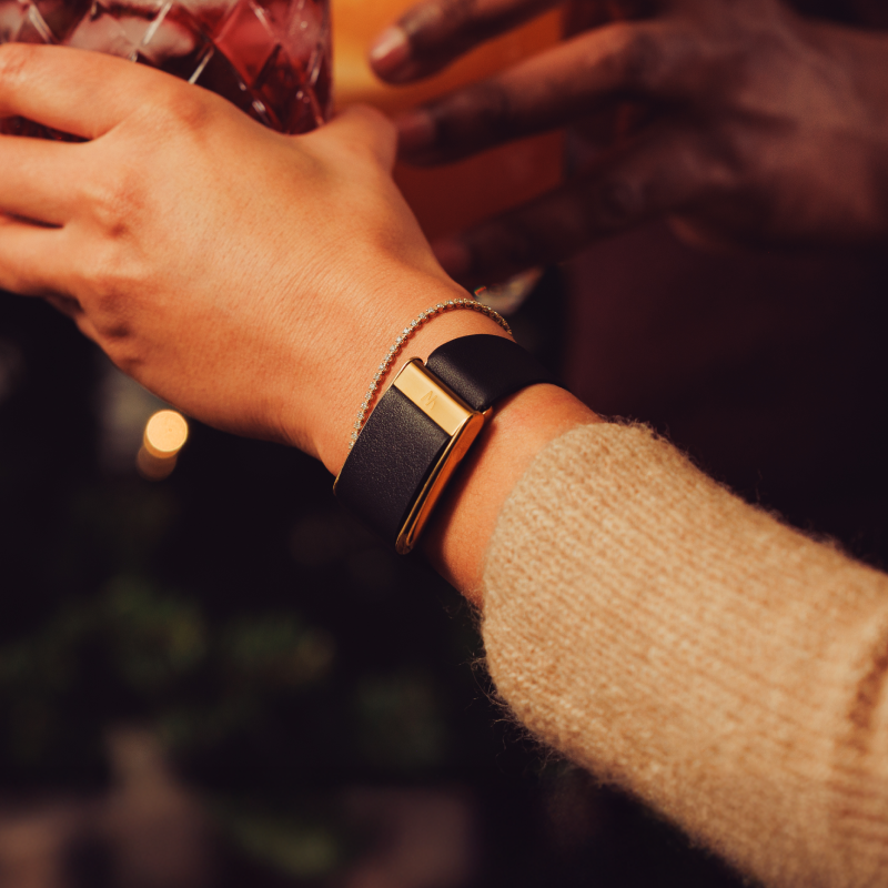 5.0 LeatherLuxe Tapered Band | Black with Gold